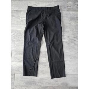 Men's Alfani Slim Fit Dressy Pants Size 38W 32L Black Pockets Zip Fly Flat Front